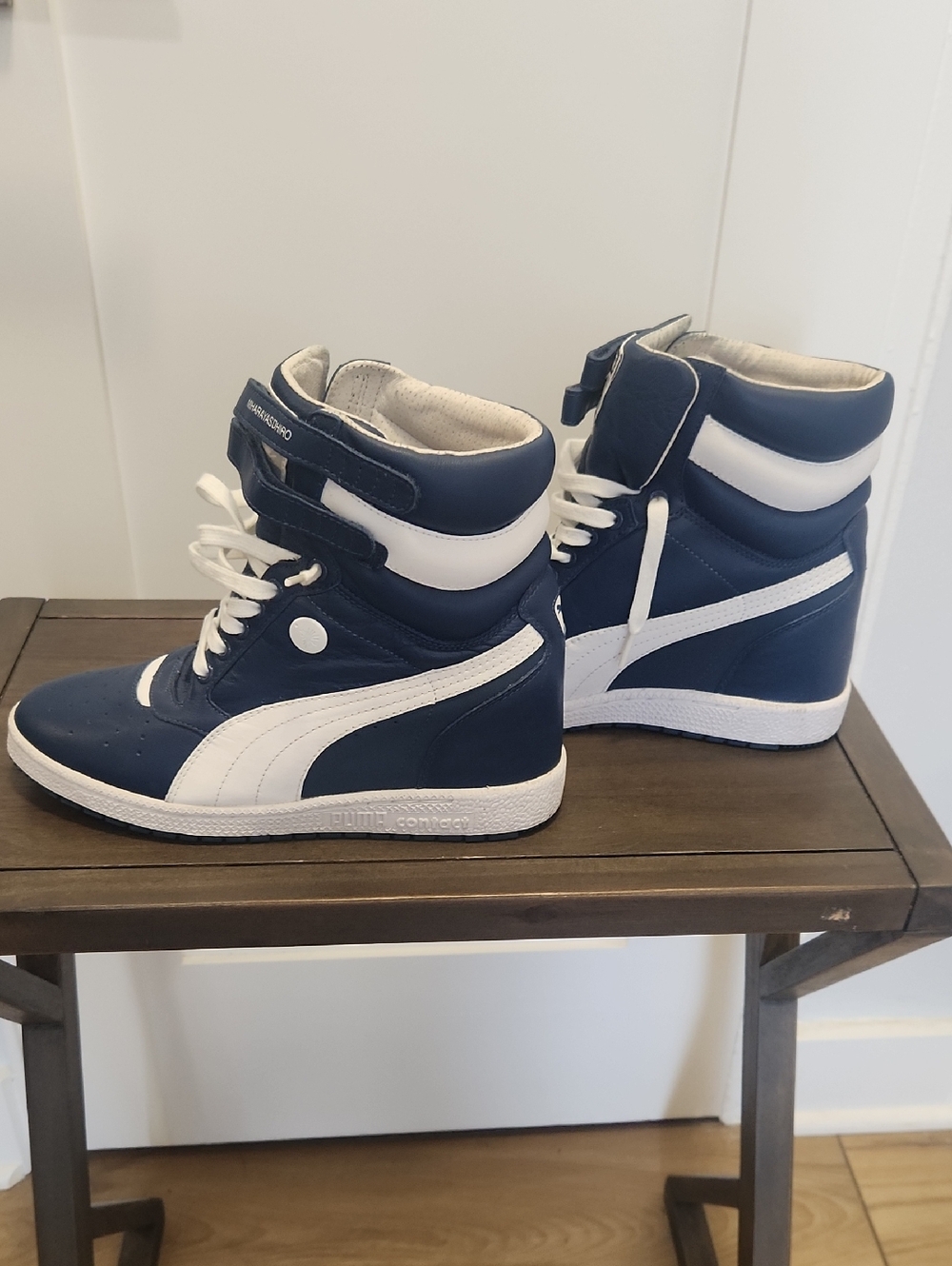 Puma by Miharayasuhiro Navy and White Women's High-Top Wedge Sneakers